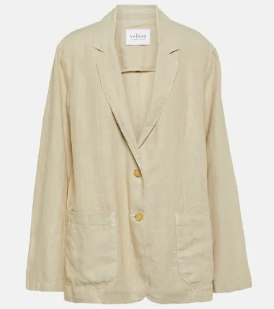 Velvet Cassie Linen Blazer In Beige