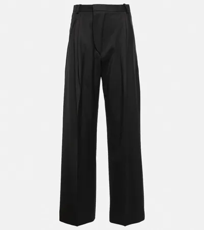 Victoria Beckham Pleated Crepe Wide-leg Pants In Black