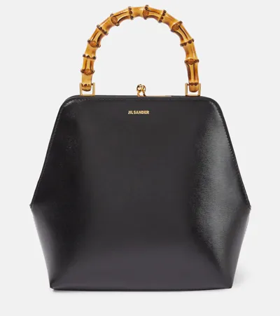 Jil Sander Goji Small Leather Tote Bag In Black