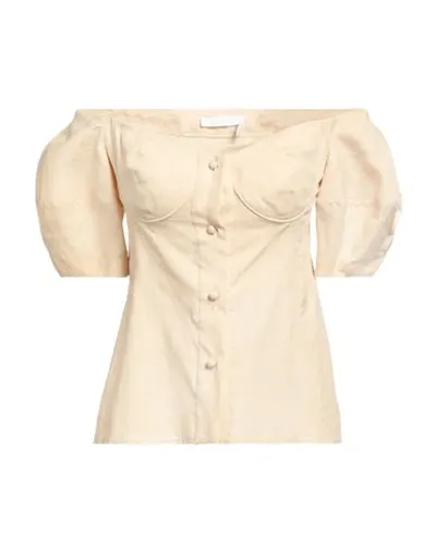 Chloé Off-the-shoulder Linen Blouse In Beige