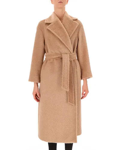 Max Mara Studio Belted Waist Oversized Coat In Neutrals