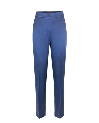 Max Mara Studio Envers Satin Cigarette Trousers In Blue