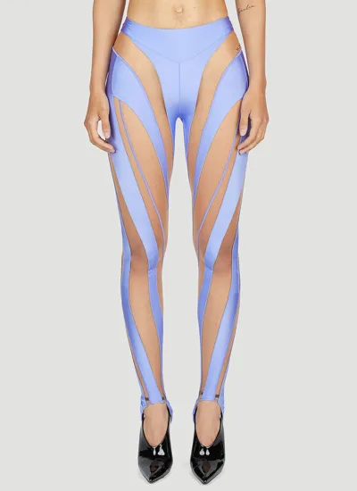 Mugler Paneled Stirrup Leggings In Purple