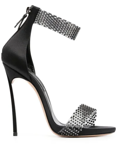 Casadei Cappa Blade Twenties - Woman Sandals Black And Crystal 39