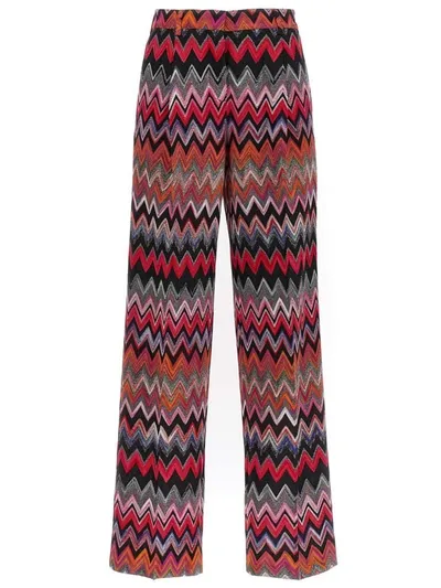 Missoni Zig-zag Straight-leg Pants In Pink