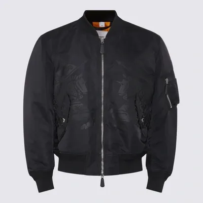 Burberry Equestrian Knight-print Bomber Jacket In Black