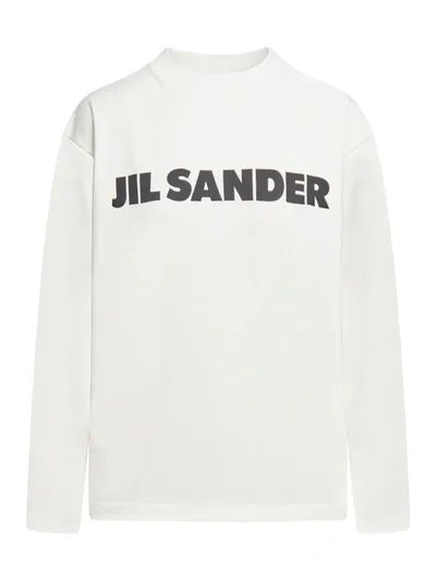 Jil Sander Logo-print Cotton Sweatshirt In Neutrals