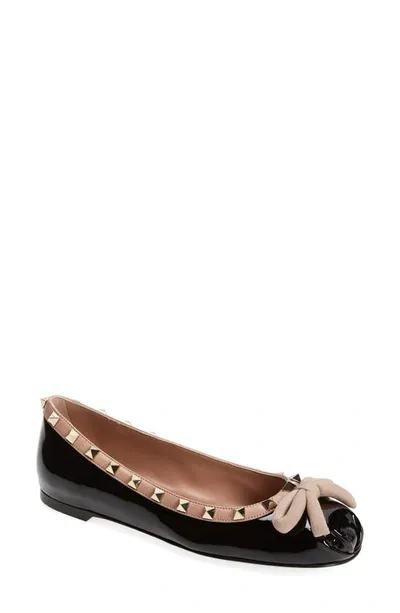 Valentino Garavani Rockstud Ballerina Flat In Black