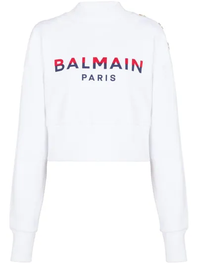 Balmain Sweatshirt Mit Logo-print In White