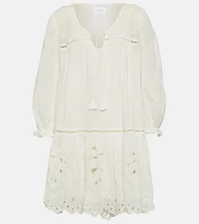 Velvet Renee Embroidered Cotton Minidress In White