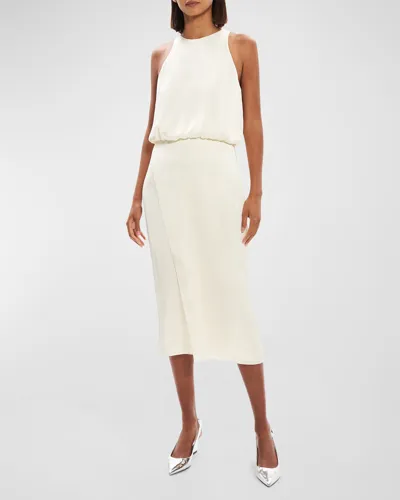 Theory Bloused Waist Crossover Skirt Dress In White