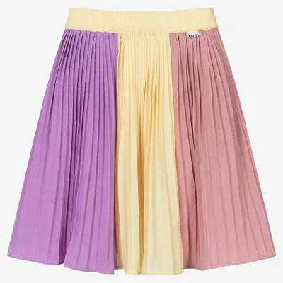 Molo Kids' Bess Colour-block Pleated Skirt In Pink