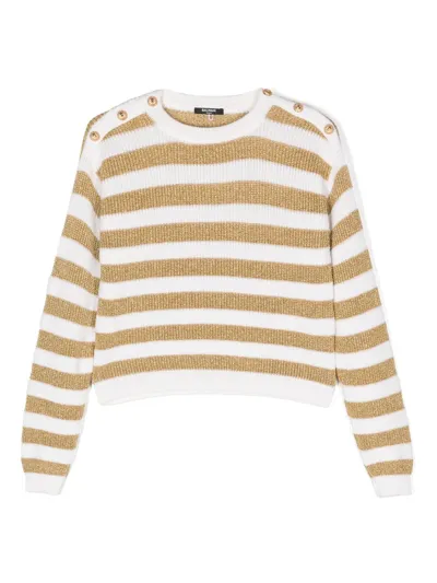 Balmain Stripe-pattern Jumper In Ivory