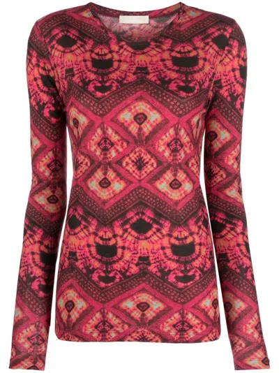 Ulla Johnson Abstract-print Cotton T-shirt In Fuchsia