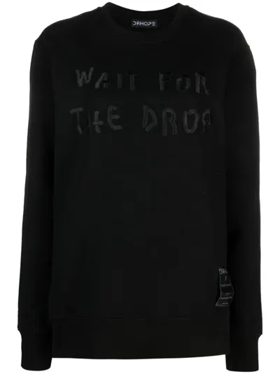 Drhope Embroidered Long-sleeve Cotton Sweatshirt In Black  