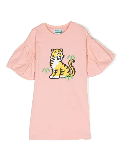 Kenzo Kids' Graphic-print Cotton Dress In Pink