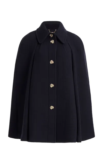 Chloé Wool Cape Coat In Ink Navy