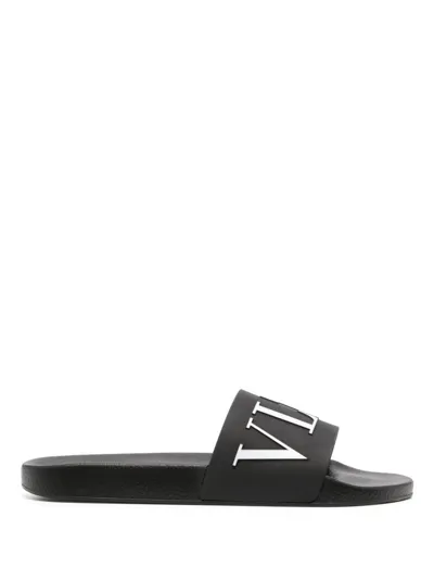 Valentino Garavani Vltn Logo-embossed Slides In Multicolor