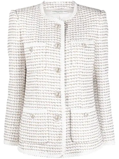 Alessandra Rich Round-neck Buttoned Jacket In White