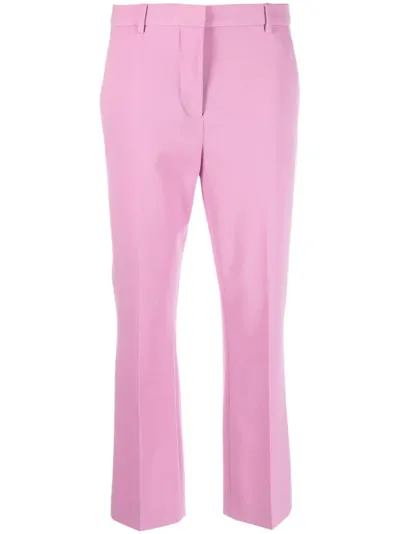 Moschino Virgin Wool-blend Cropped Trousers In Pink