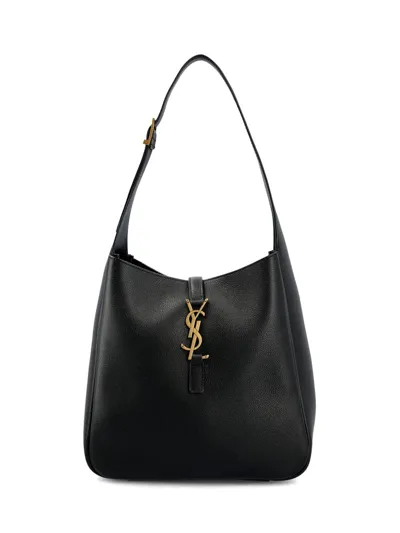 Saint Laurent Le 5 À 7 Logo Plaque Shoulder Bag In Black