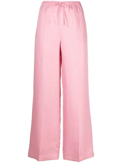 Asceno The Aurelia Linen Wide-leg Trousers In Pink