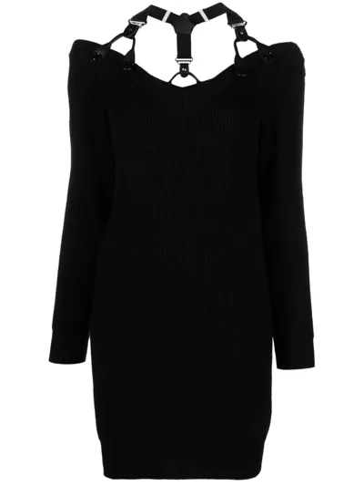 Moschino Braces-detail Knitted Dress In Black