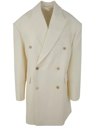 Wardrobe.nyc Oversized Double-breasted Wool Coat In Blanco