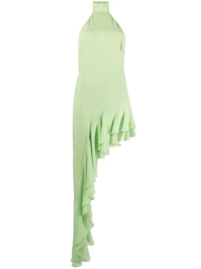 The Andamane Chiffon Silk Asymmetric Dress In Green