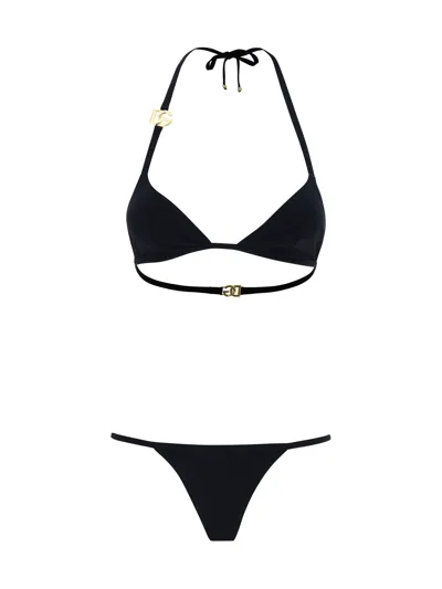 Dolce & Gabbana Logo Bikini In Nero