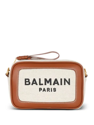 Balmain B-army Mini Camera Bag Crossbody In Brown