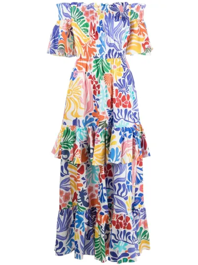 Borgo De Nor Elena Floral-print Cotton Maxi Dress In Multicolor