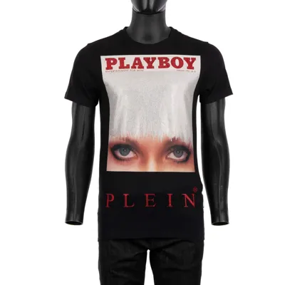 Pre-owned Philipp Plein X Playboy Iconic Eyes Print T-shirt Mit Kristallen Schwarz 08399