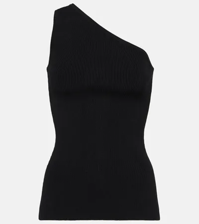 Totême One-shoulder Ribbed Top Black