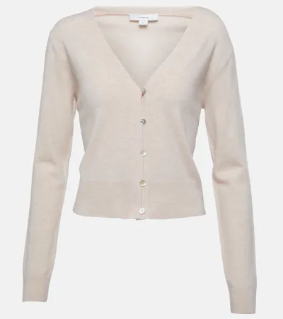 Vince Wool And Cashmere-blend Cardigan In Beige