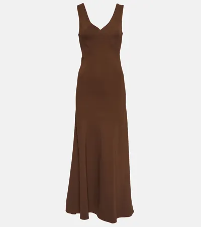 Asceno Bordeaux Silk Slip Dress In Brown