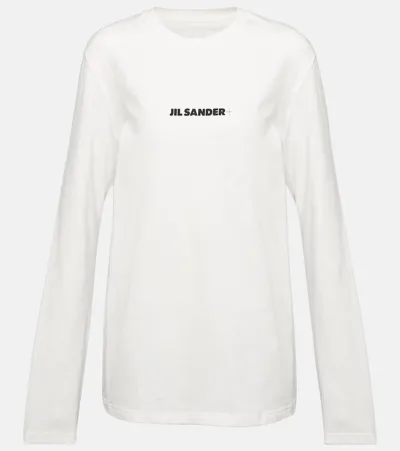 Jil Sander Logo Cotton Sweatshirt In White