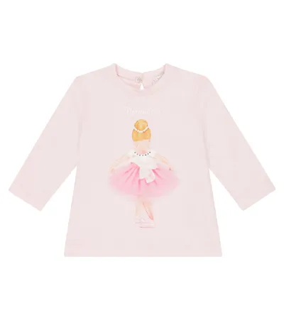 Monnalisa Babies' Printed Cotton Top In Pink