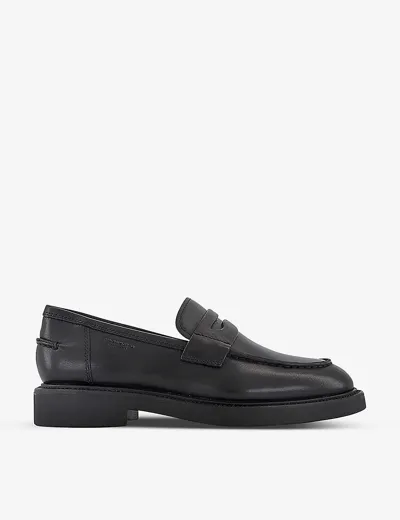 Vagabond Womens Black Leather Alex W Penny-detail Leather Loafers