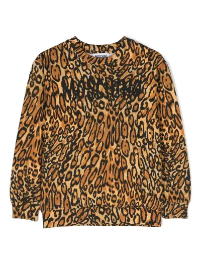 Moschino Kids' Logo-print Long-sleeve Sweatshirt In Brown