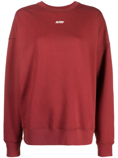 Autry Logo-embroidered Cotton Sweatshirt In Red