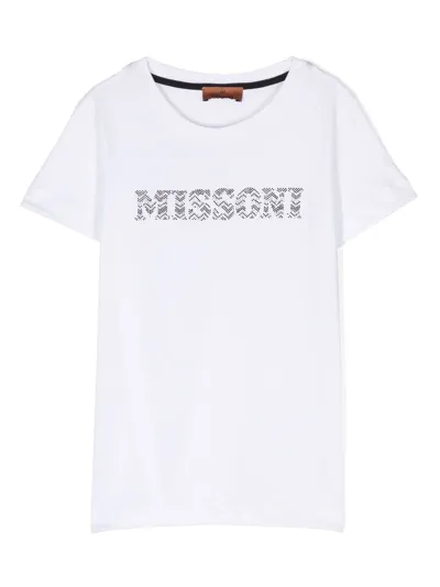 Missoni Logo-embellished Cotton T-shirt In Weiss