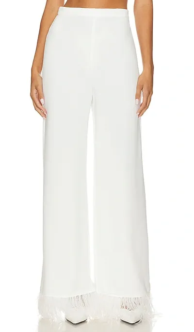 Amanda Uprichard X Revolve Spenser Feather Pant In Ivory