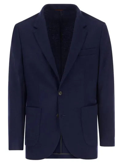 Brunello Cucinelli Single Breasted Tailored Blazer In Blue