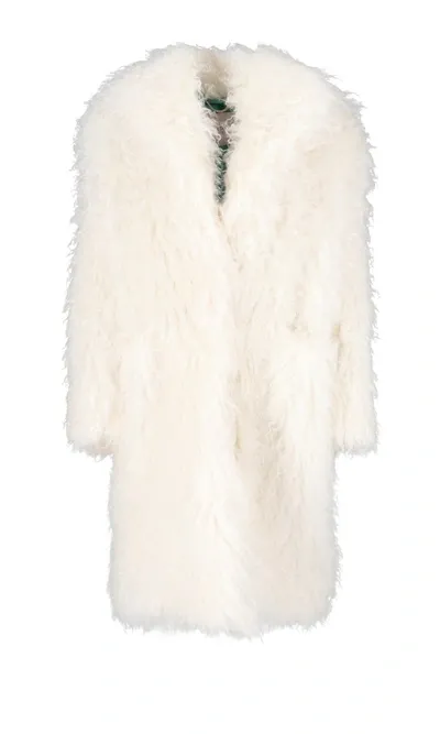 Becagli White Fur Effect Long Coat In Mohair Beacagli Woman