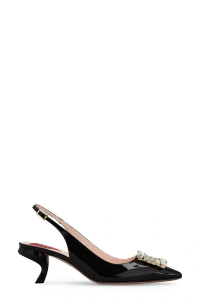 Roger Vivier Virgule Leather Slingback Pumps In Nero