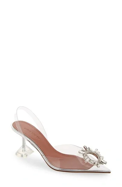 Amina Muaddi Begum Glass Pointed Toe Slingback Pump In Pvc Transparent