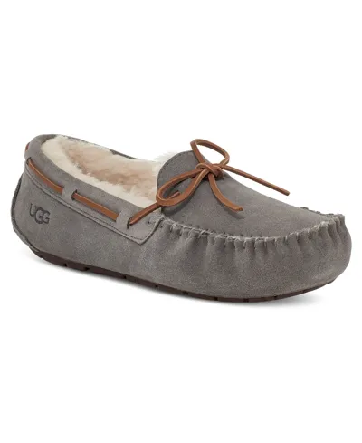 Ugg Dakota Womens Suede Sheepskin Lined Moccasin Slippers In Pewter