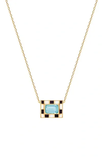 Nevernot Let's Play Chess 14k Gold Topaz Necklace In Multi