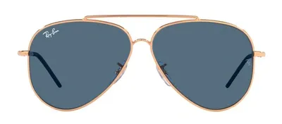 Ray Ban Sunglasses Unisex Aviator Reverse - Rose Gold Frame Blue Lenses 62-11